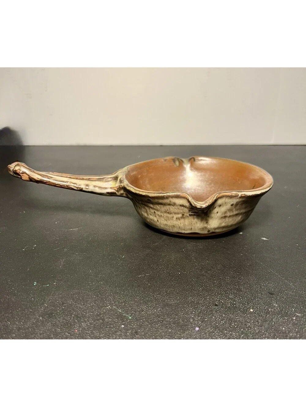 Pottery Works Flameware Spouted Frying Pan Terry Silverman Fitzwilliam NH, 6”